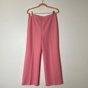 VINTAGE Bubblegum Pink Double Knit Polyester Pleated Pull On Pants M/L
